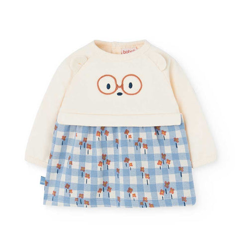Vestito di felpa combinato - BOBOLI - Sesso: Bambina - Colore: Panna - Stagione: Autunno-Inverno