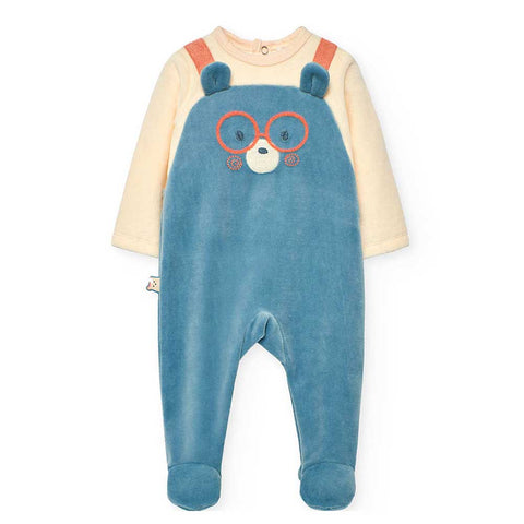Two-tone velour romper