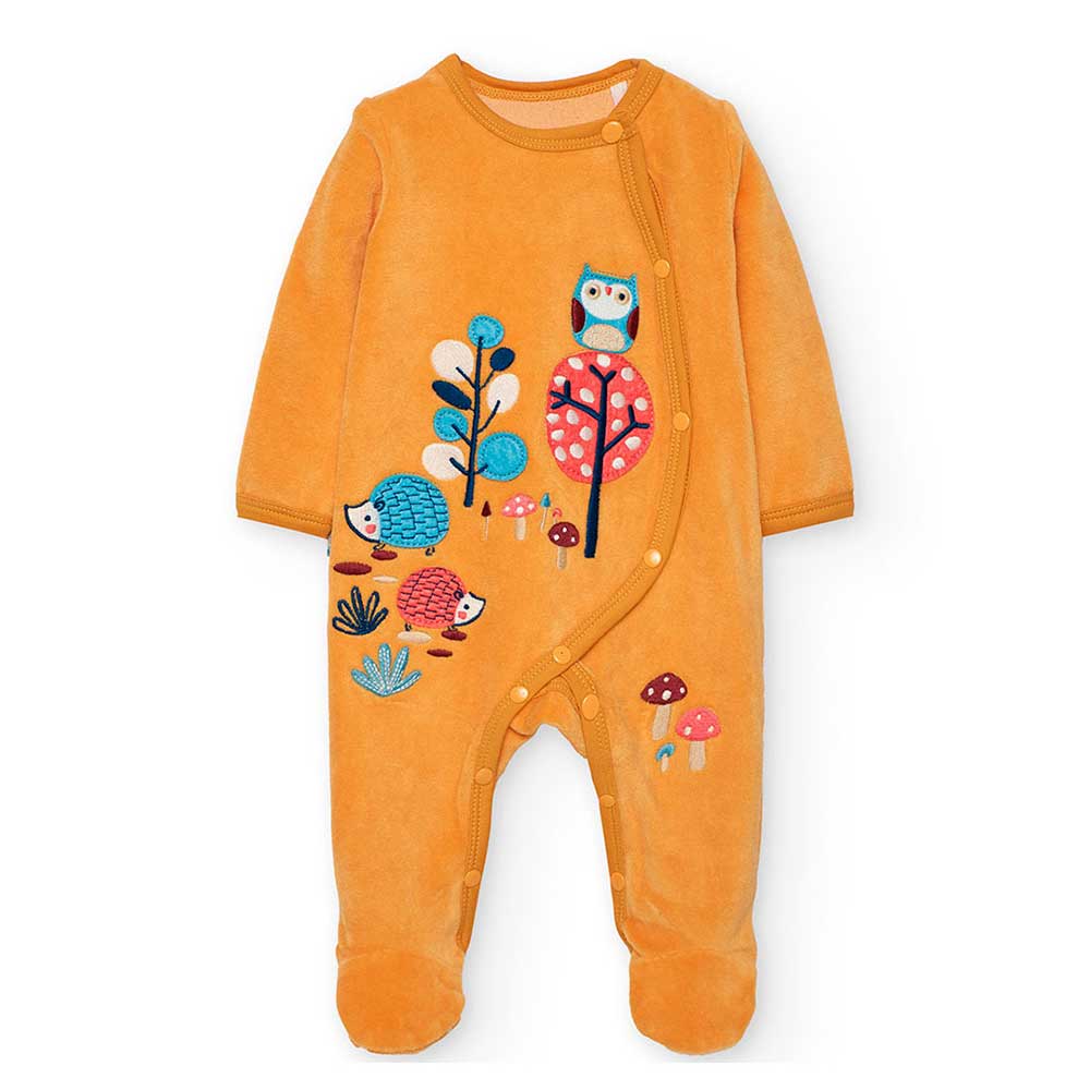 Cuddle suit in velour from the Boboli Children's Clothing Line, with a side opening and multicolo...