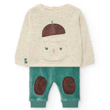 Completo bimbo composto da maglioncino e pantaloni in velluto rigato.