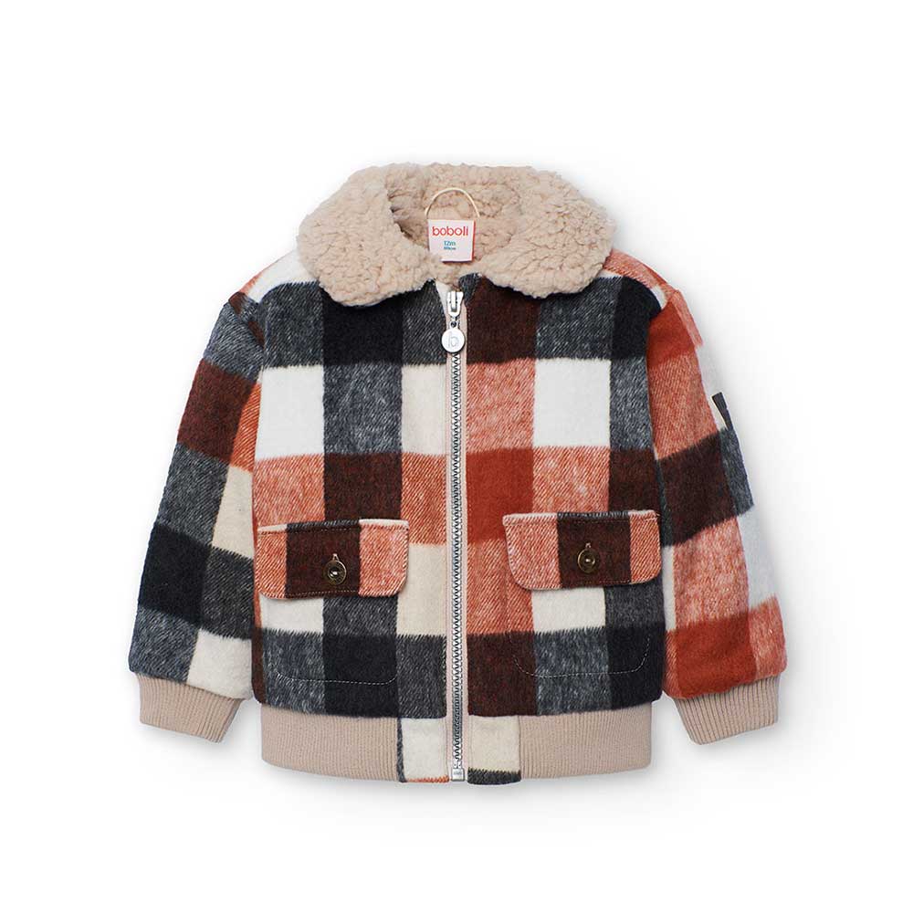 Bomber jacket from the Children's Clothing Line Boboli, in fabric with a checkered pattern, with ...