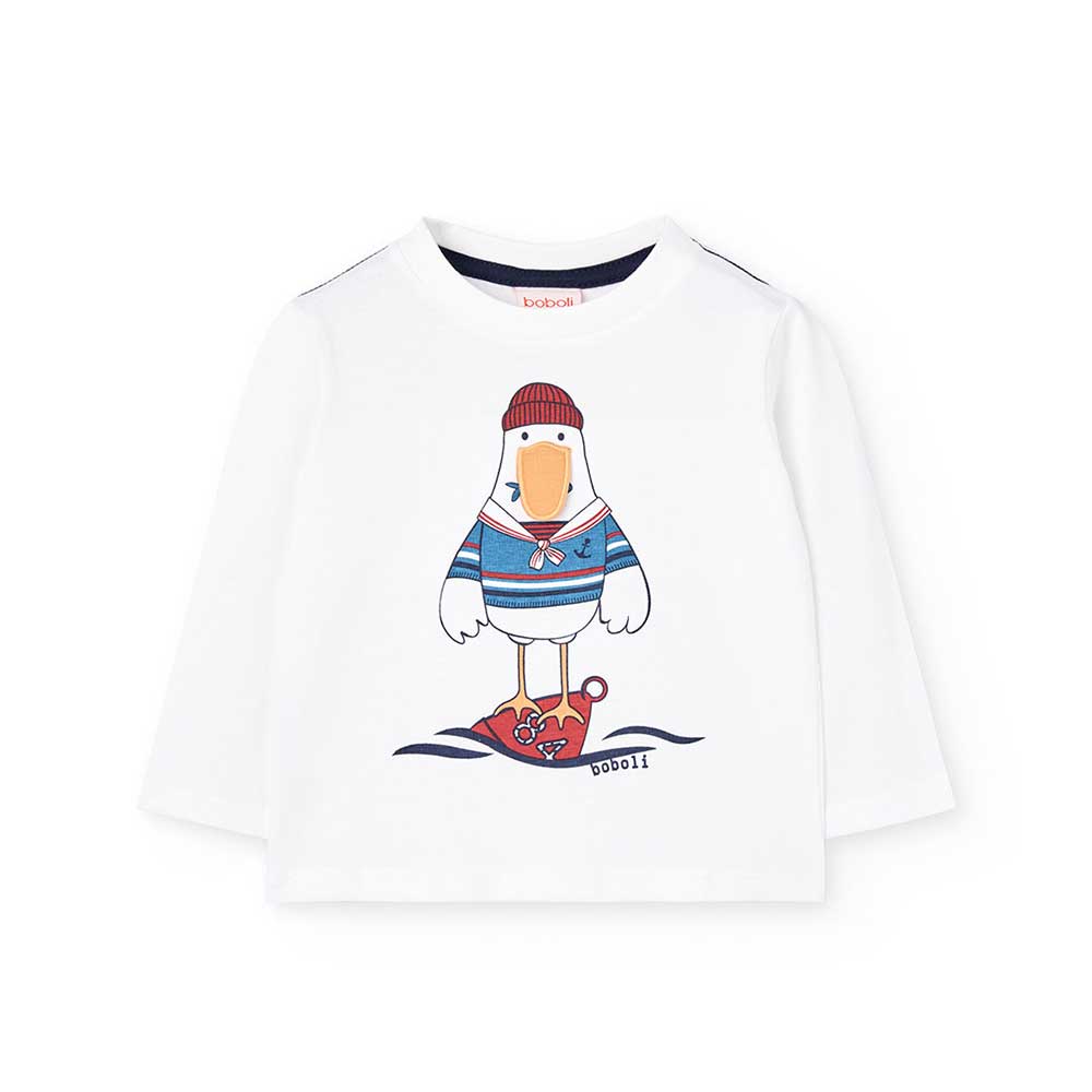 T-shirt from the Children's Clothing Line Boboli, with a cute print of a beak that rises on the f...