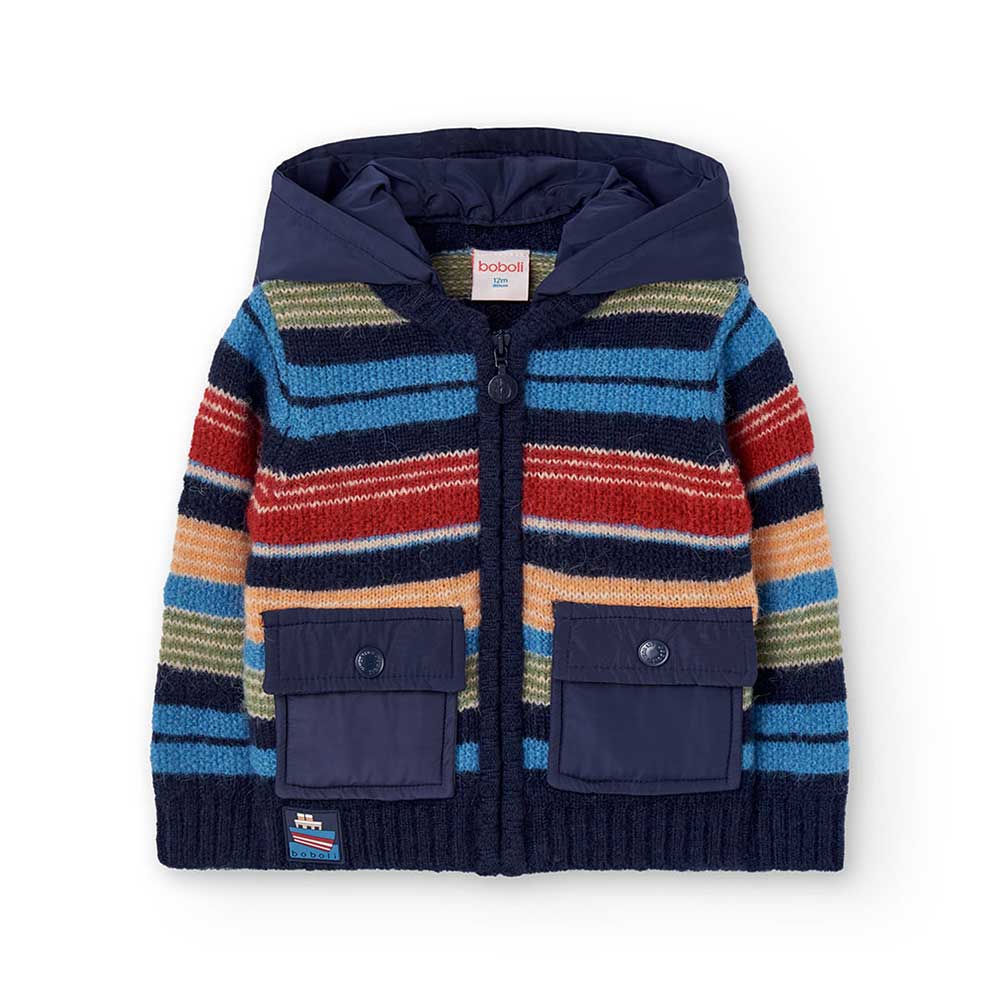 Cardigan of the Children's Clothing Line Boboli, with removable hood, multicolor striped pattern ...