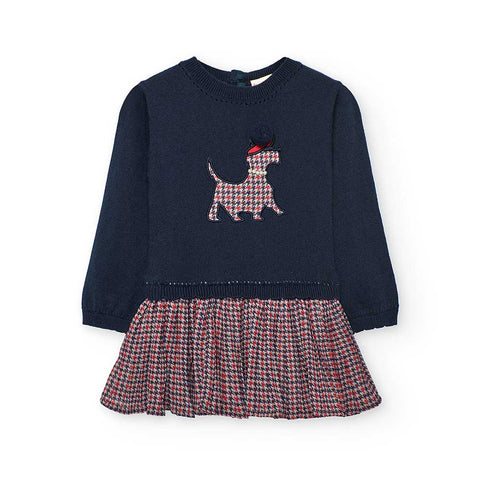 Vestito in maglia - BOBOLI - Sesso: Bambina - Colore: Blu - Stagione: Autunno-Inverno