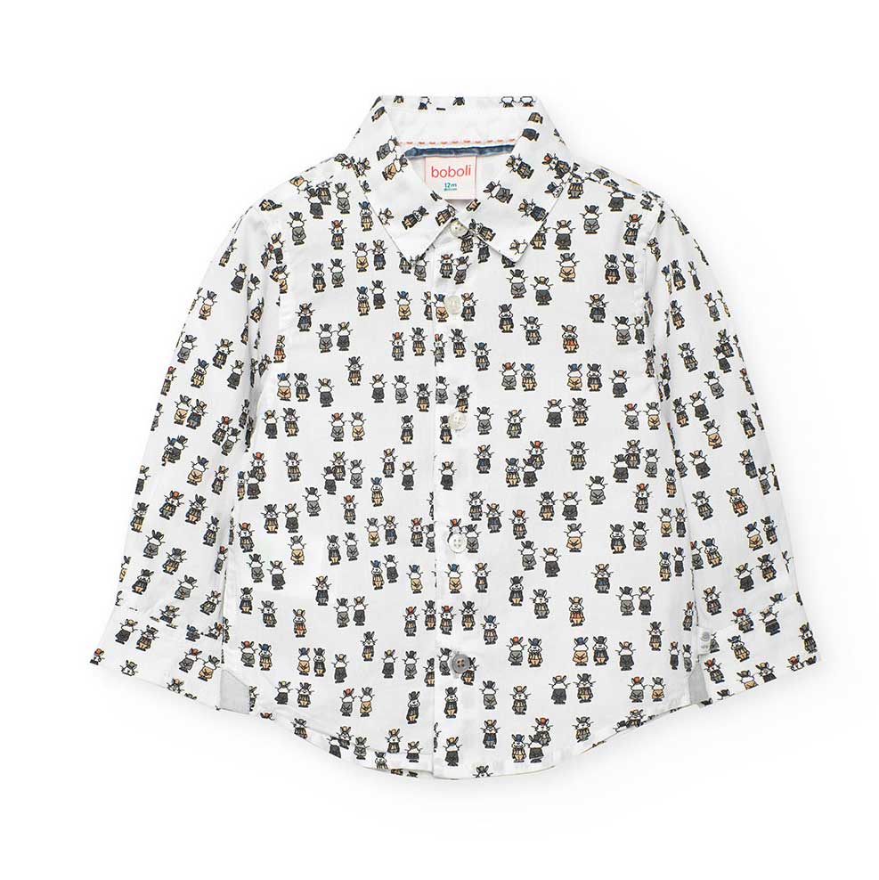 Long sleeve shirt from the Boboli Children's Clothing Line, with a micro pattern all over.

Compo...