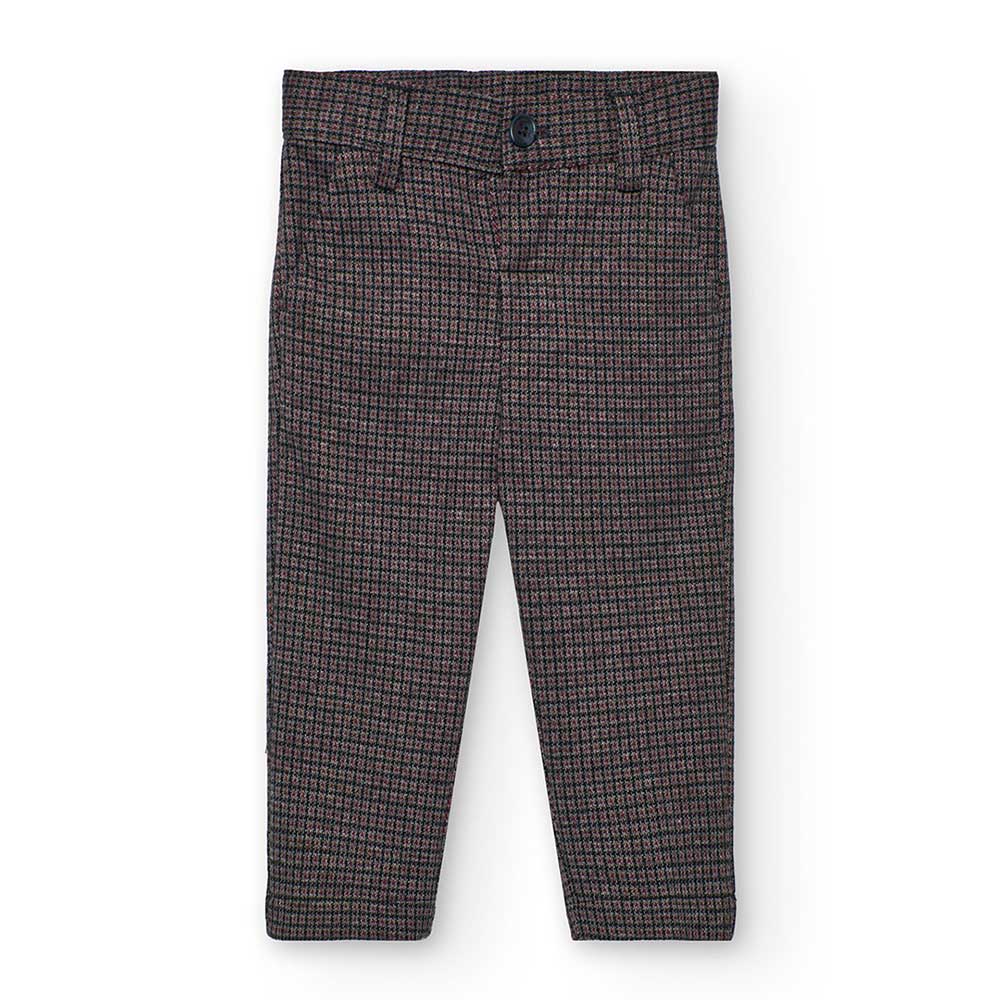 Classic cut trousers from the Bambio Boboli Clothing Line, with a checkered pattern and adjustabl...