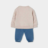 FELPA RICAMATA E PANTALONI JEANS