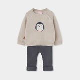 MAGLIA CON PINGUINO E PANTALONI