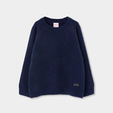 Maglione girocollo blu navy per bambino con bordo a coste