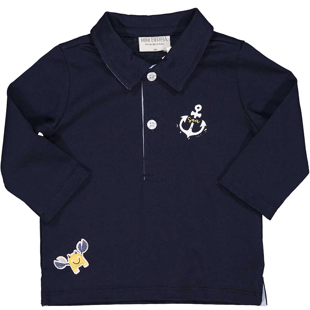 
Long-sleeved polo shirt from the Birba children's clothing line, with a small anchor printed on ...