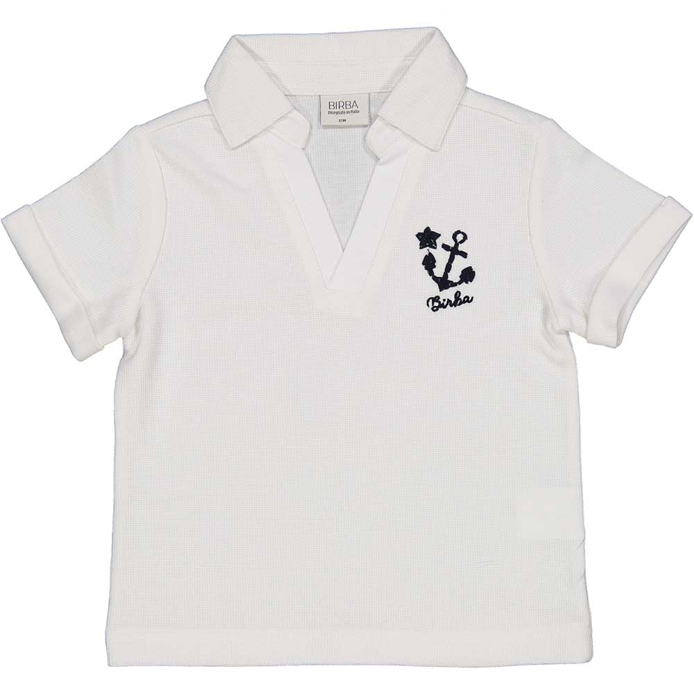 Polo shirt from the Birba children's clothing line in piquet, with a small anchor embroidered on ...