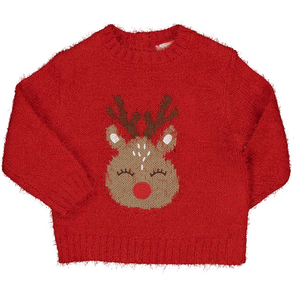Maglia from the Birba Girls' Clothing Line, featuring a beautiful embroidered reindeer on the fro...