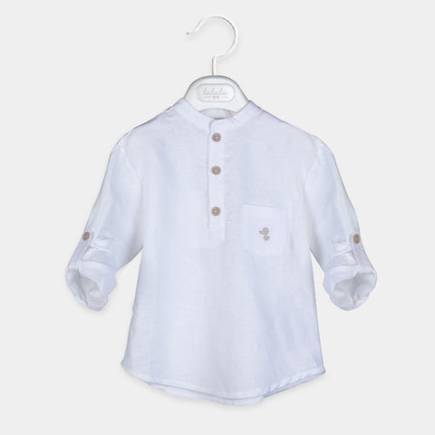 Camicia in lino bambino - LALALU - Colore: Bianco - Stagione: Primavera-Estate