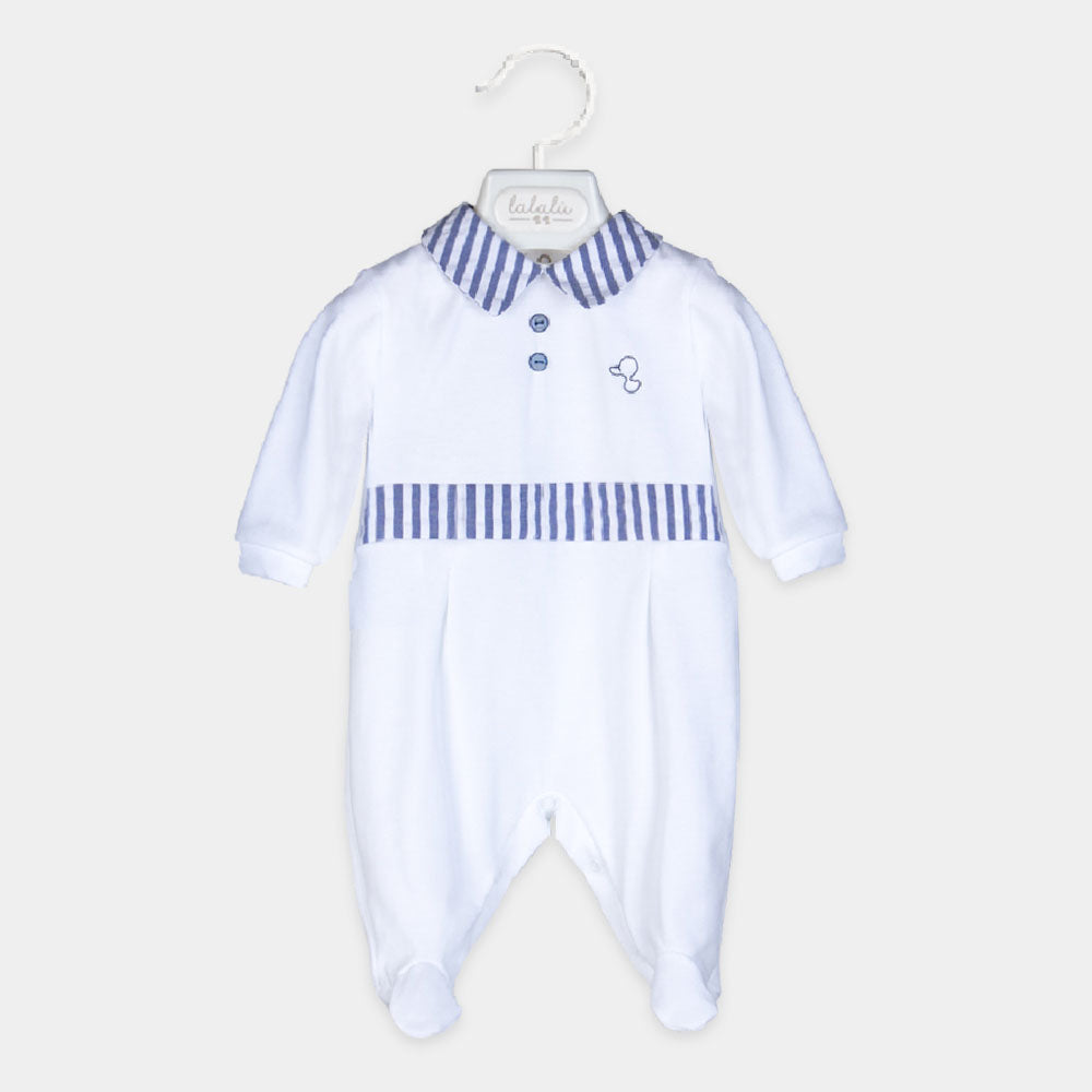 
Jumpsuit from Lalalù Childrenswear inea, in pique, with shirt collar and buttons applied on the ...