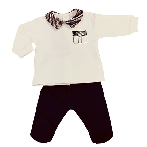 Completo in felpa neonato - LALALU - Sesso: Bimbo - Colore: Bianco - Stagione: Autunno-Inverno