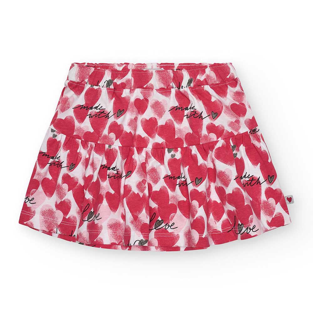 Nath Kids Girls' Clothing Line Skirt, with a wide cut and elastic waistband. All-over heart patte...