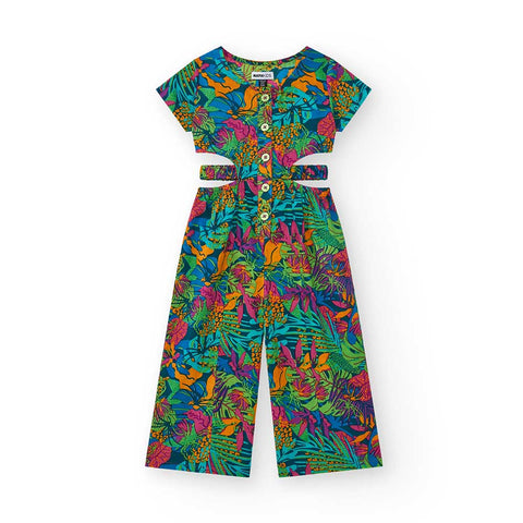 POPLIN JUMPSUIT JUNO TROPICAL VIBES - NATH KIDS - Sesso: Bambina - Colore: Verde - Stagione: Primavera-Estate