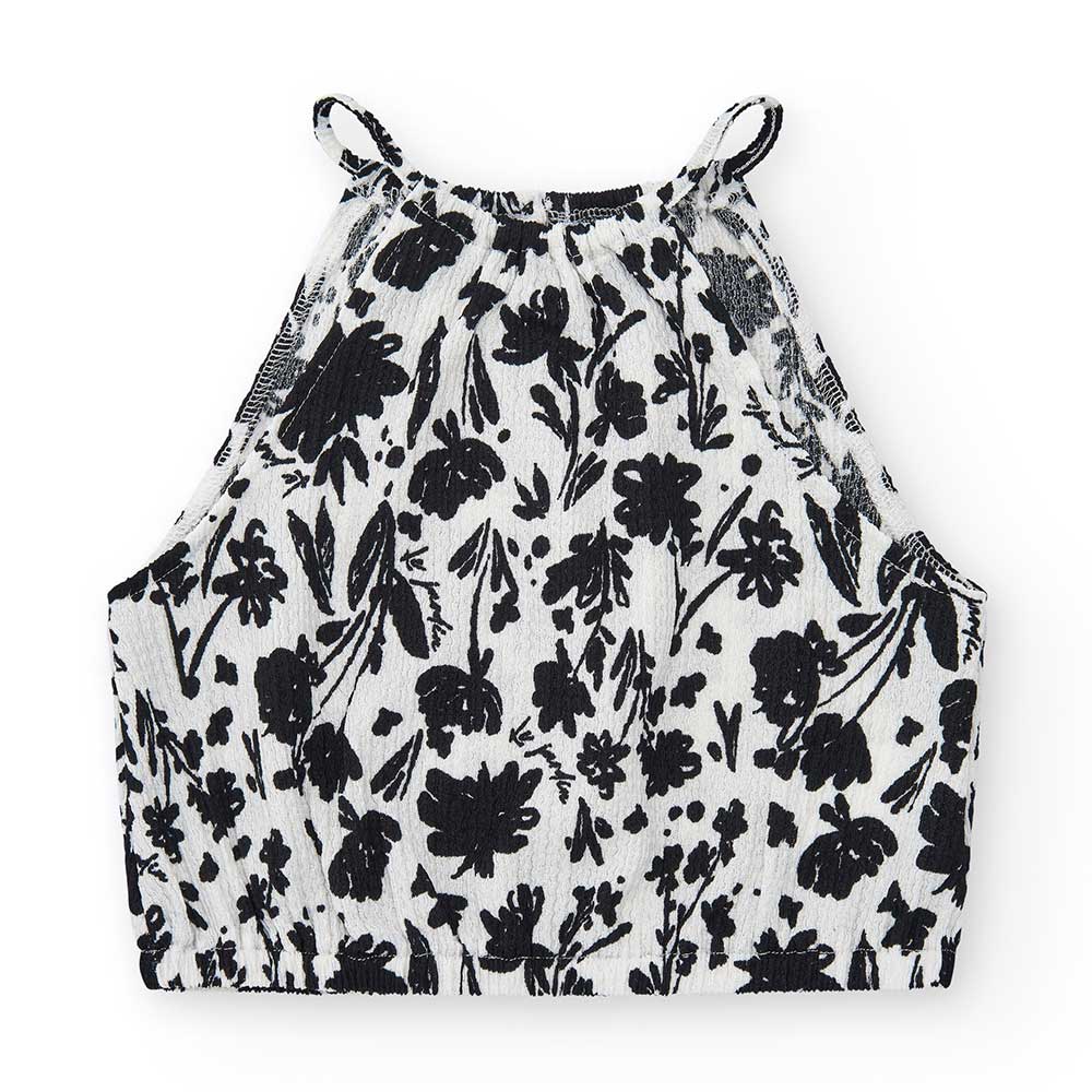 Short top from the Nath Kids Girls' Clothing Line, with short straps and a round neckline. Black ...