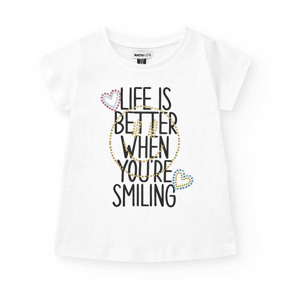 Short-sleeve T-shirt from the Nath Kids Girls' Clothing Line, with a regular fit and a front prin...