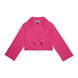 Giacca fucsia con bottoni dorati per bambina, modello corto e dal taglio elegante.