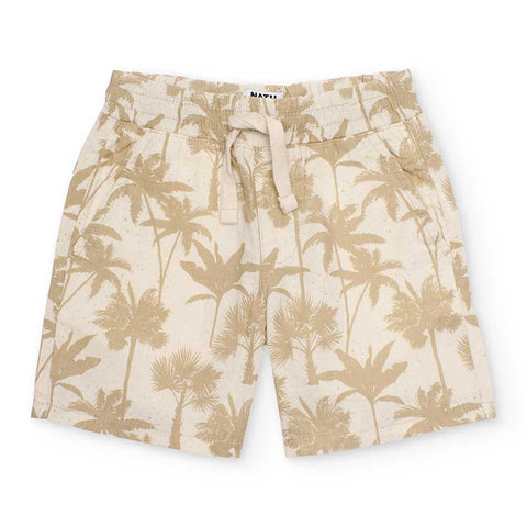 Bermuda beige con stampa di palme per bambini.