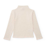 Maglia a maniche lunghe beige chiaro decorata con strass brillanti su tutta la superficie