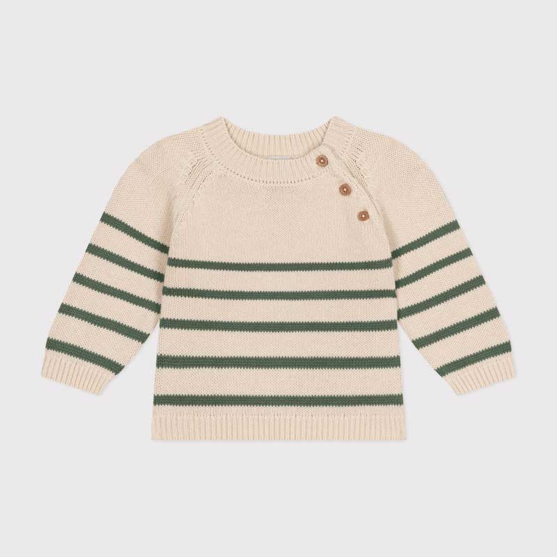 
Knitted sweater from the Petit Bateau children's clothing line in cotton with placed stripes.
Sn...