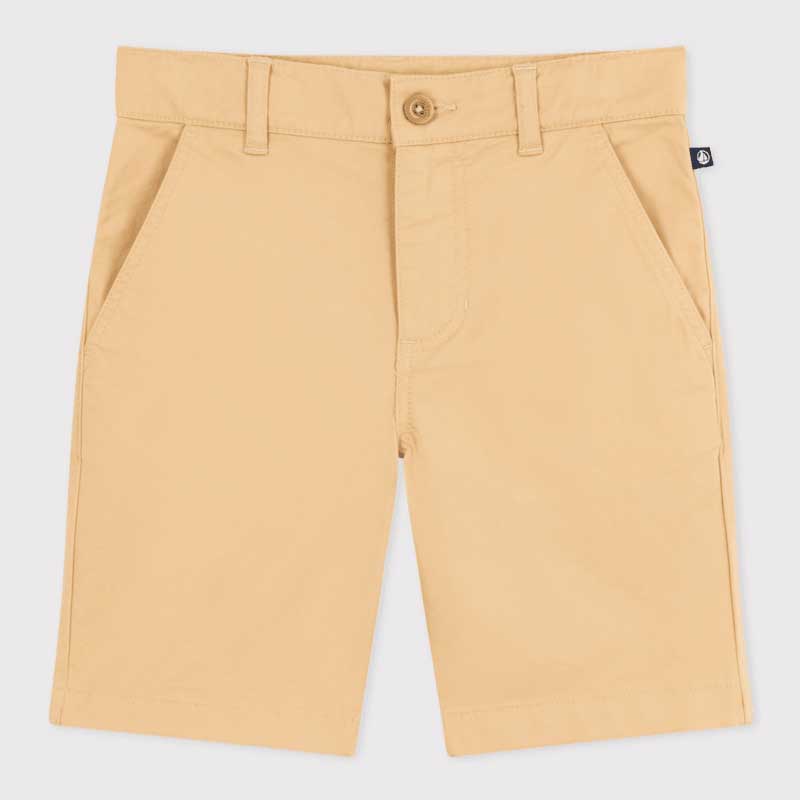 
Chino style Bermuda shorts from the Petit Bateau children's clothing line with elastic waist and...