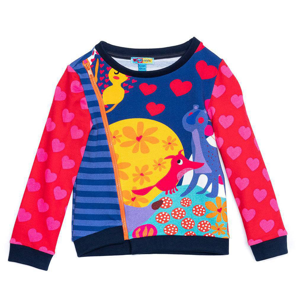 
  Red sweatshirt from the Rosalita Senoritas Girl's Clothing Line in cotton with fun
  animal pr...