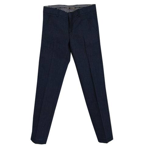 Pantalone classico slim blu scuro con piega e tasche, bambin0 12 anni