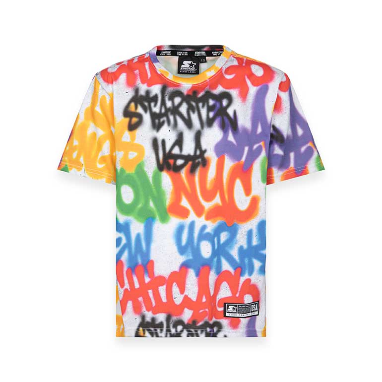 
Starter Kids Clothing Line T-shirt, featuring an all-over writers pattern in bright colors.

 
C...