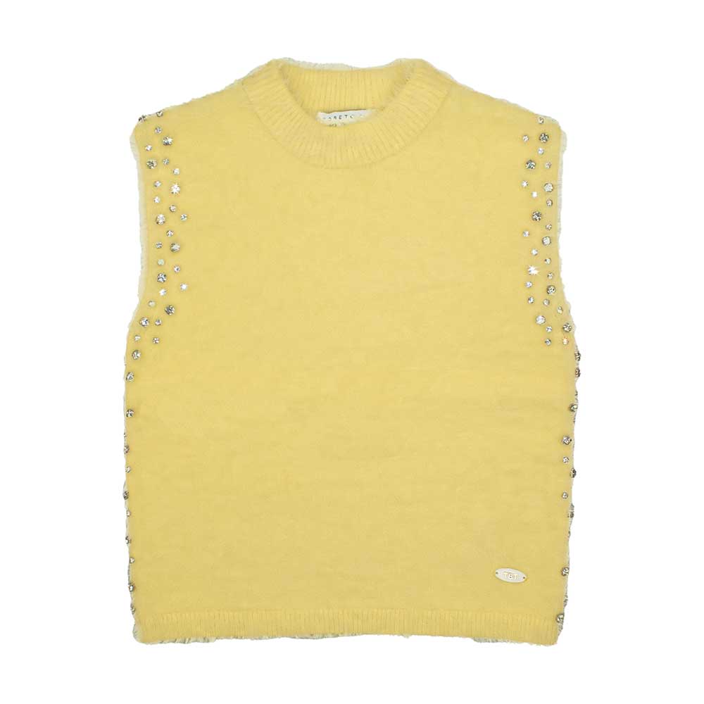 Scoprite la praticità e lo stile di questo maglione smanicato girocollo, perfetto per mantenere c...