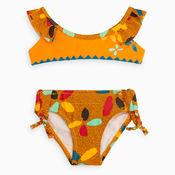 
  Bikini swimsuit, from the Tuc Tuc girl's beachwear line, with multicolor pattern, in
  voilant...