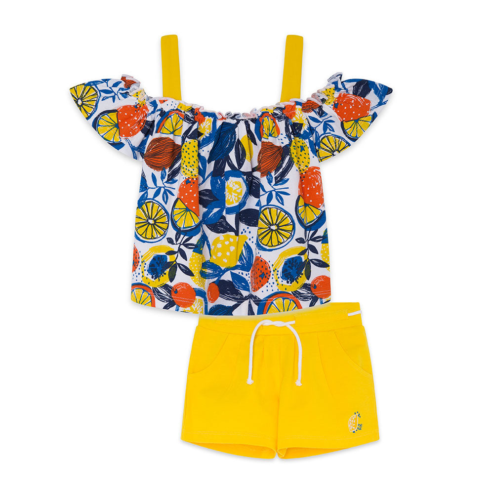 
  Two-piece suit from the Tuc Tuc Girl's Clothing Line consisting of shorts with
  drawstring wa...