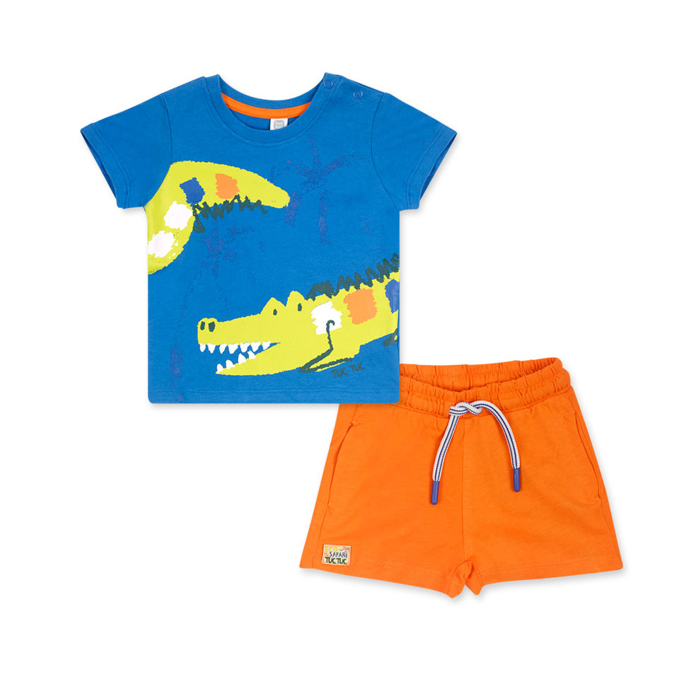 Two-piece set from the Tuc Tuc Children's Clothing Line, featuring a colorful print on the t-shir...
