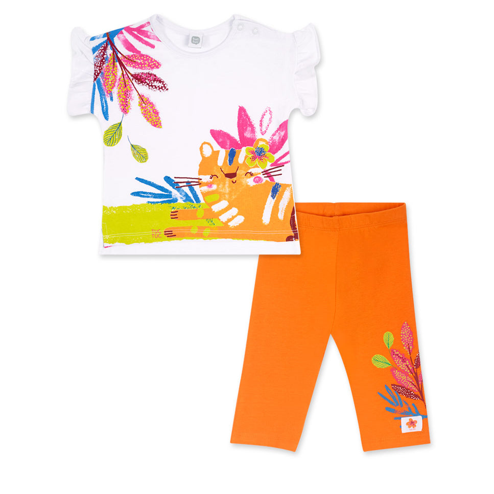 Two-piece set from the Tuc Tuc Girls' Clothing Line, consisting of a t-shirt with ruffles on the ...