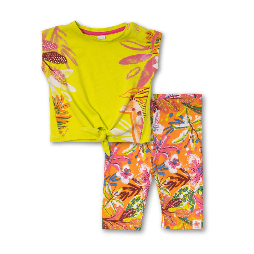 Two-piece set from the Tuc Tuc Girls' Clothing Line, featuring a t-shirt in neon colors with cont...