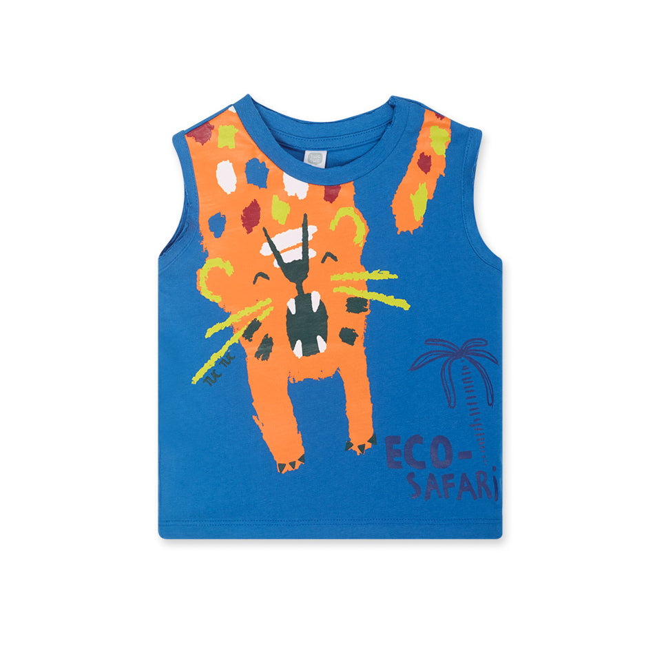 Tank top from the Tuc Tuc Children's Clothing Line, with a vibrant print on the front.Composition...