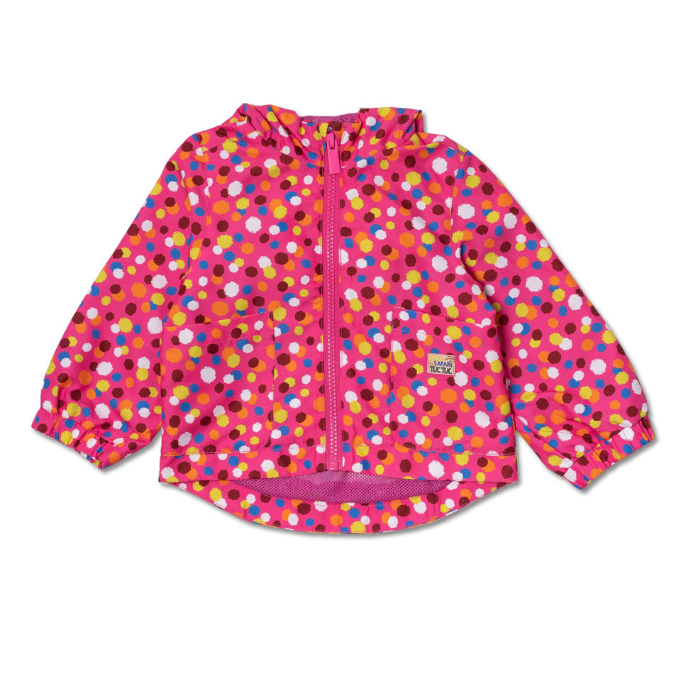 Windbreaker jacket from the Tuc Tuc Girls' Clothing Line, featuring a colorful polka dot pattern ...
