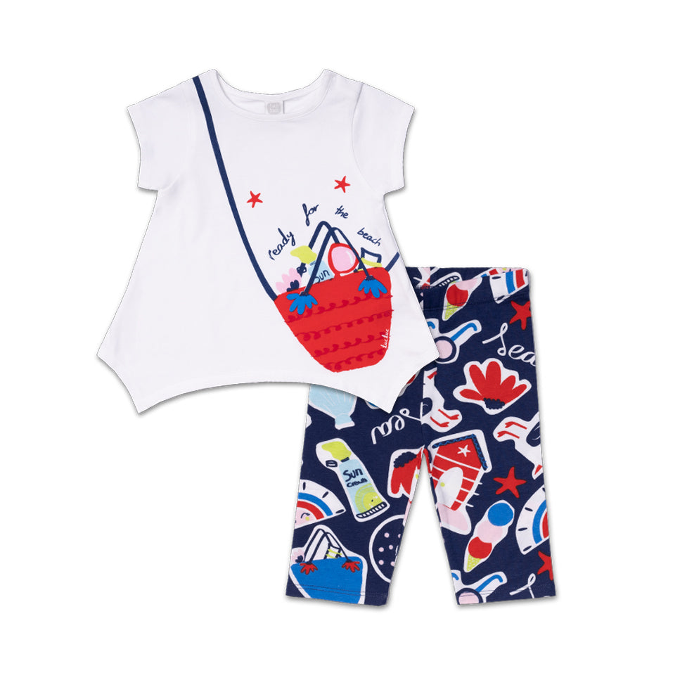 Two-piece set from the Tuc Tuc Girls' Clothing Line, with a white base t-shirt and colorful print...