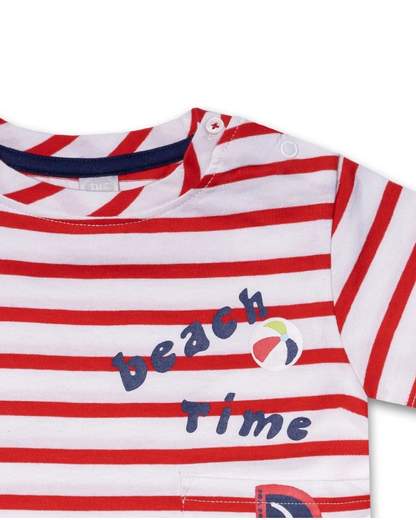 T-shirt from the Tuc Tuc Children's Clothing Line, with buttons on the shoulder and striped patte...