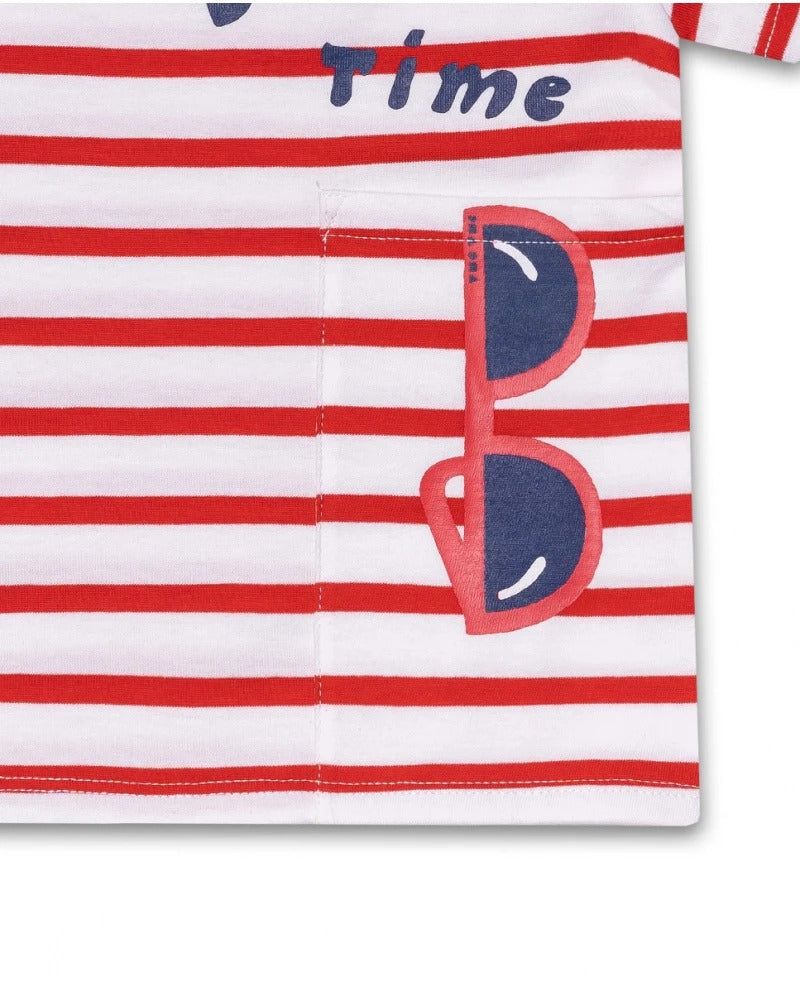 T-shirt from the Tuc Tuc Children's Clothing Line, with buttons on the shoulder and striped patte...