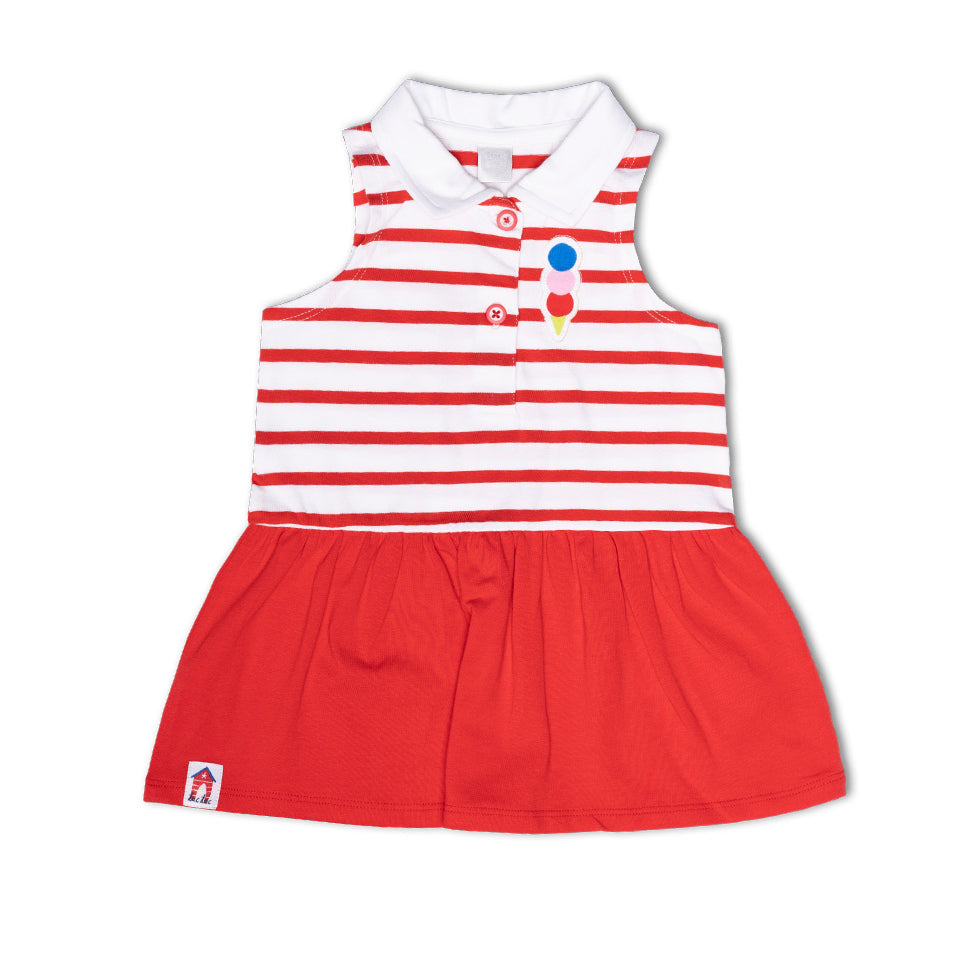 Abitini from the Tuc Tuc Girls' Clothing Line, with a shirt collar and striped upper part.Wide sk...