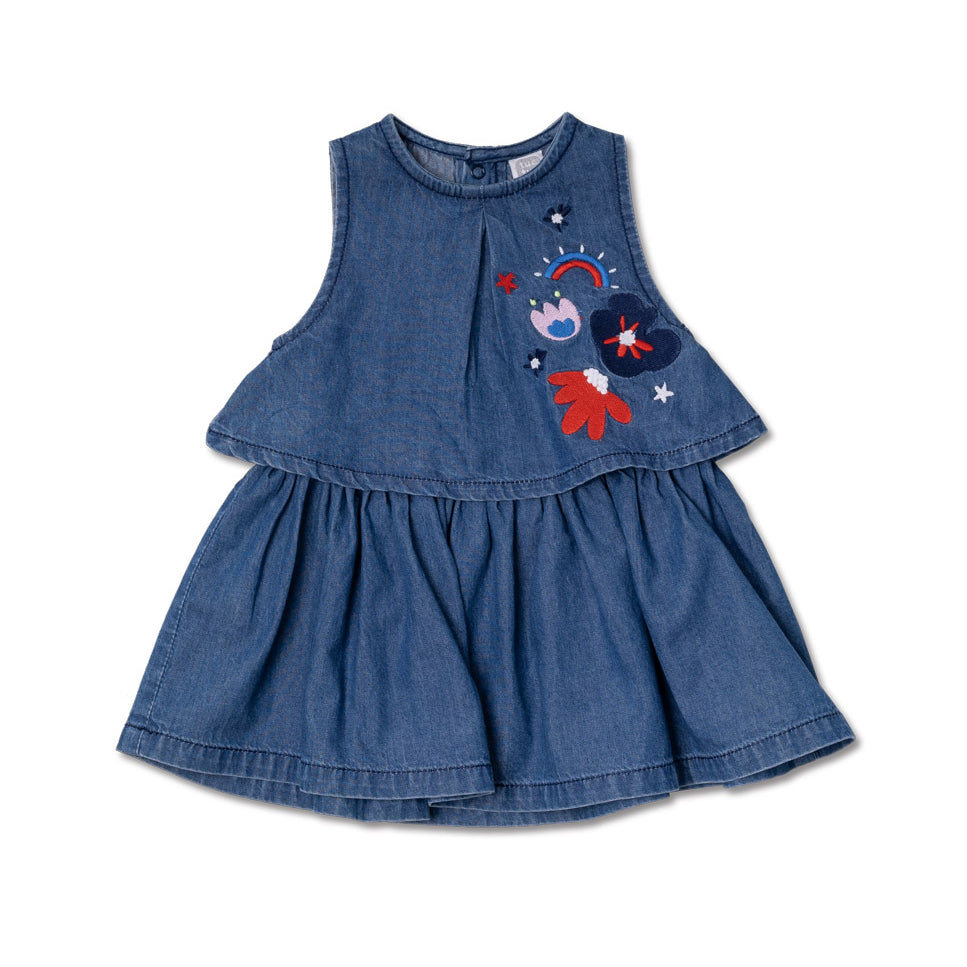 della Linea Abbigliamento Bambina Tuc Tuc, denim color with colorful embroidery on the front.
Det...