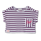 T-shirt a righe per bambina con ricamo 'Love' sul taschino.