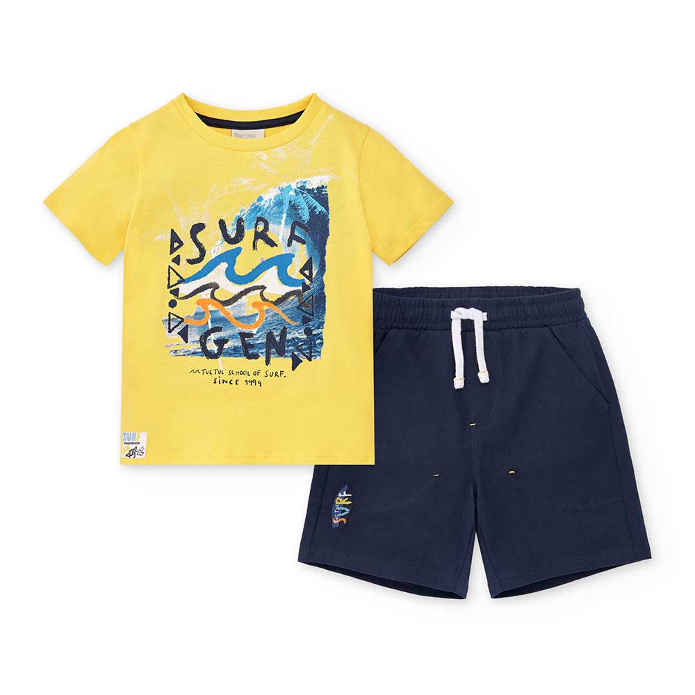 Two-piece sporty set from the Tuc Tuc Children's Clothing Line, featuring a colorful print on the...