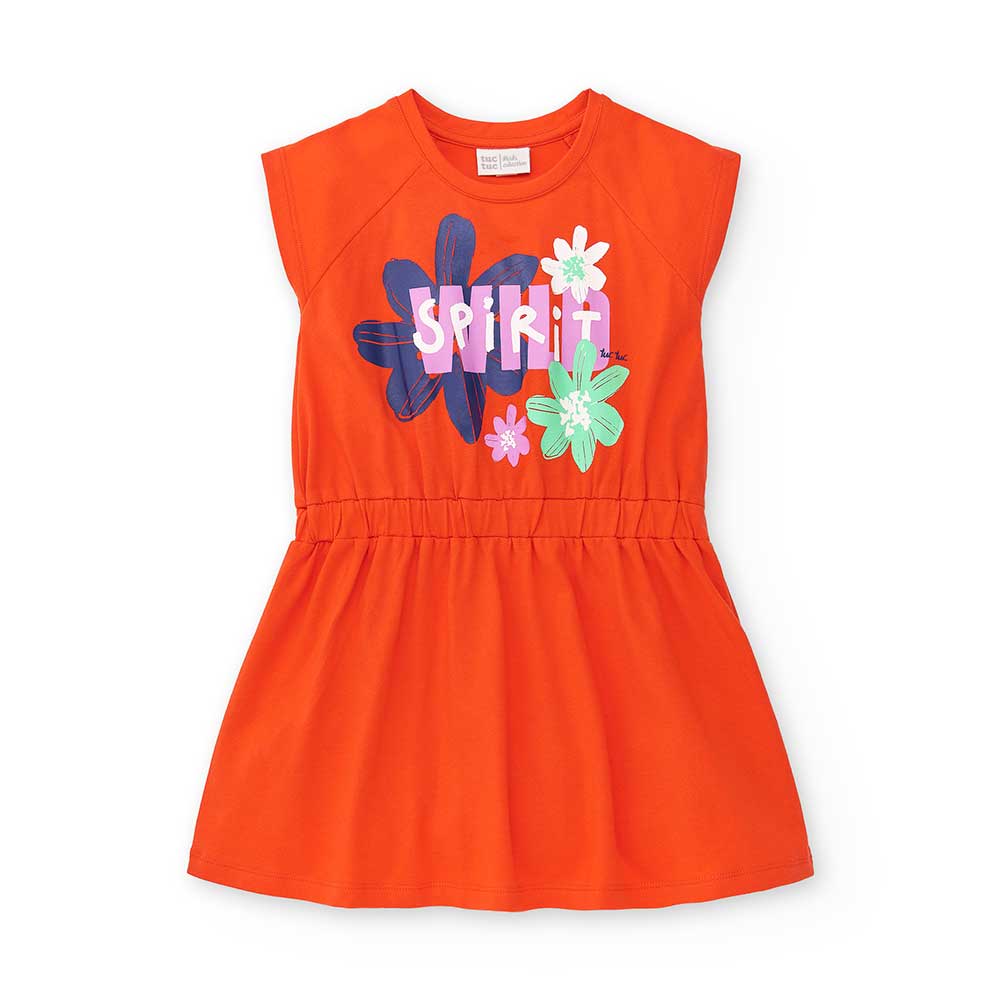 Tuc Tuc Girl's Clothing Line Dress, with elastic waistband and multicolor print on the front
Comp...