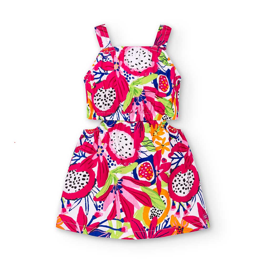 Dress in poplin from the Tuc Tuc Girls' Clothing Line, with elastic straps, a model with an elast...