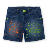 Bermuda jeans per bambini con stampe colorate fluo.