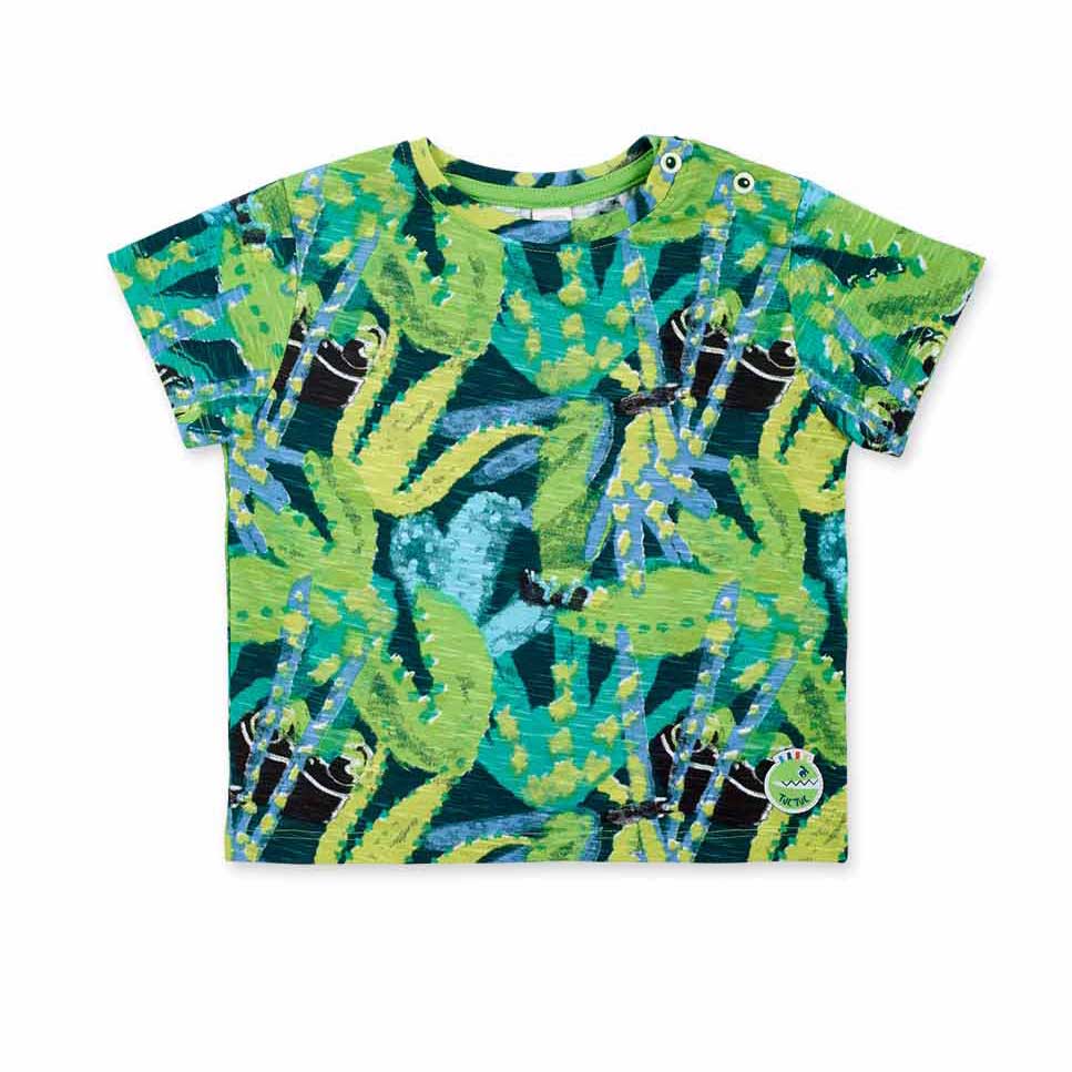 Short-sleeve T-shirt from the Tuc Tuc Children's Clothing Line, featuring buttons on the shoulder...